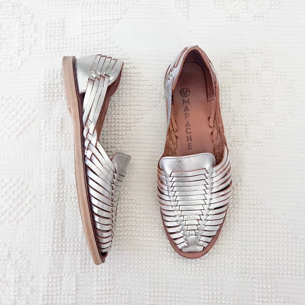 Silver Huarache Flats - Women's Metallic Silver Slip-On